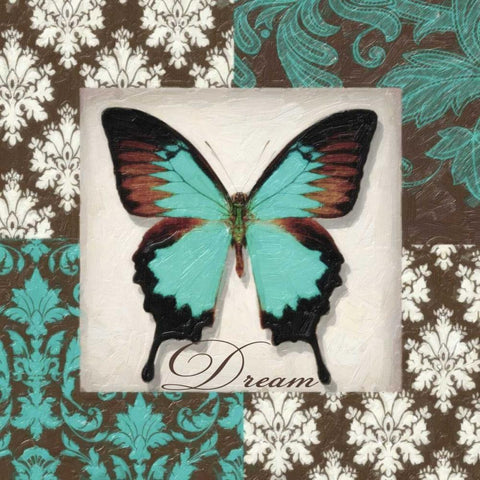 DREAM BUTTERFLY Black Ornate Wood Framed Art Print with Double Matting by Greene, Taylor