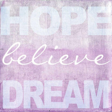 Hope Believe Dream Plum White Modern Wood Framed Art Print with Double Matting by Greene, Taylor