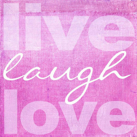 LIVE LAUGH LOVE PINK White Modern Wood Framed Art Print with Double Matting by Greene, Taylor