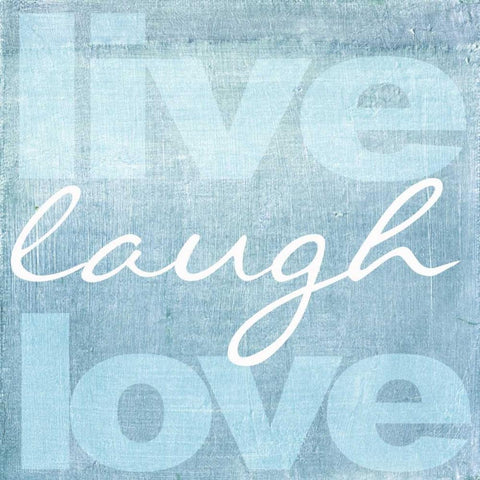 LIVE LAUGH LOVE BLUE Black Ornate Wood Framed Art Print with Double Matting by Greene, Taylor