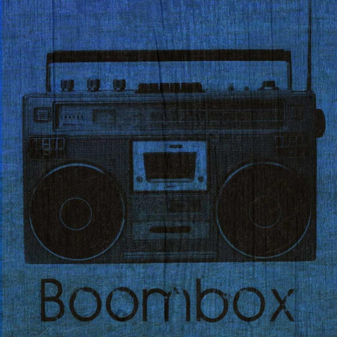 BOOMBOX ON BLUE Black Ornate Wood Framed Art Print with Double Matting by Greene, Taylor