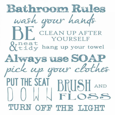 Bathroom Rules White Gold Ornate Wood Framed Art Print with Double Matting by Greene, Taylor