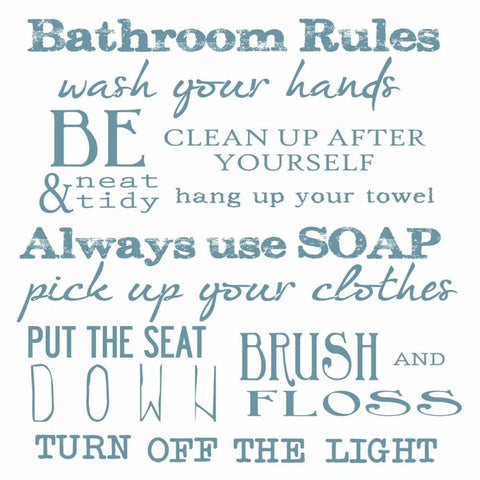 Bathroom Rules White Black Ornate Wood Framed Art Print with Double Matting by Greene, Taylor