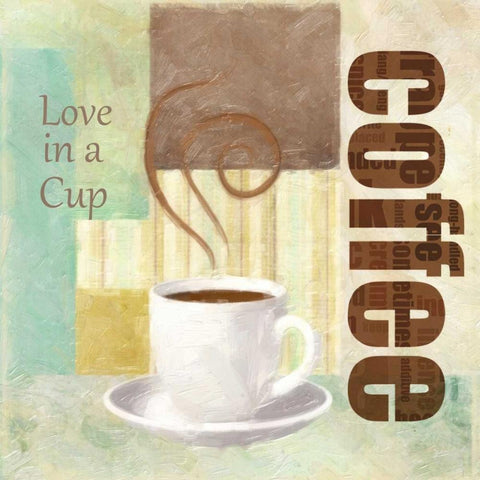 LOVE IN A CUP White Modern Wood Framed Art Print with Double Matting by Greene, Taylor