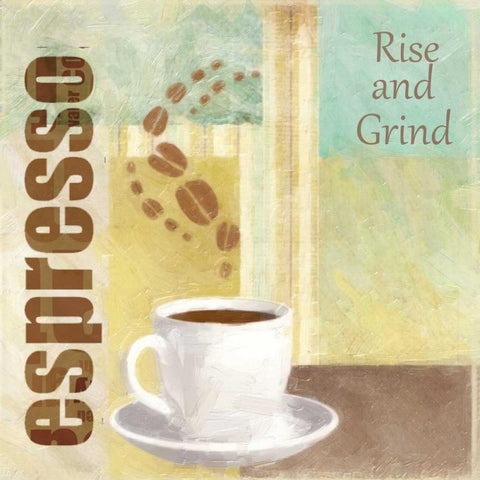RISE AND GRIND Gold Ornate Wood Framed Art Print with Double Matting by Greene, Taylor