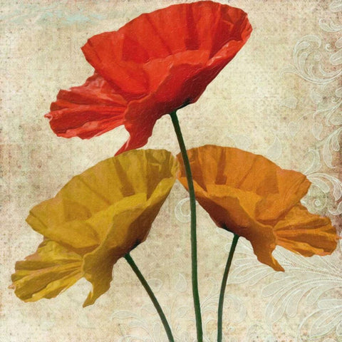 POPPY II White Modern Wood Framed Art Print by Greene, Taylor