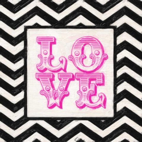 CHEVRON LOVE PINK Black Modern Wood Framed Art Print with Double Matting by Greene, Taylor