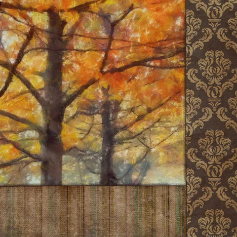 AMBER DAMASK TREE II White Modern Wood Framed Art Print with Double Matting by Greene, Taylor