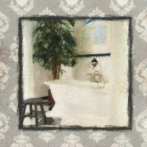 BLACK AND WHITE BATH 2 White Modern Wood Framed Art Print with Double Matting by Greene, Taylor
