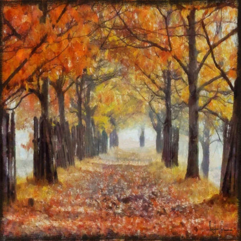 AMBER TRAIL Black Ornate Wood Framed Art Print with Double Matting by Greene, Taylor