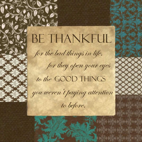 BE THANKFUL Black Modern Wood Framed Art Print with Double Matting by Greene, Taylor