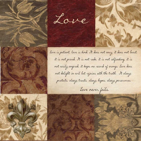 LOVE IS PATIENT Gold Ornate Wood Framed Art Print with Double Matting by Greene, Taylor