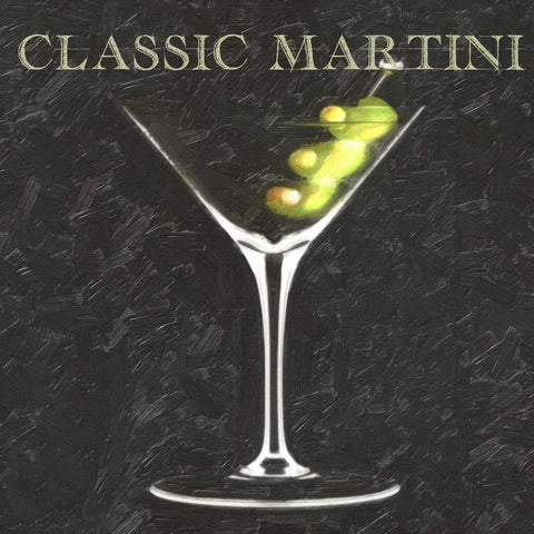 CLASSIC MARTINI BLK White Modern Wood Framed Art Print with Double Matting by Greene, Taylor