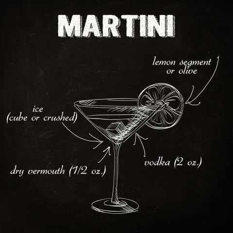 MARTINI SKETCH Black Modern Wood Framed Art Print with Double Matting by Greene, Taylor