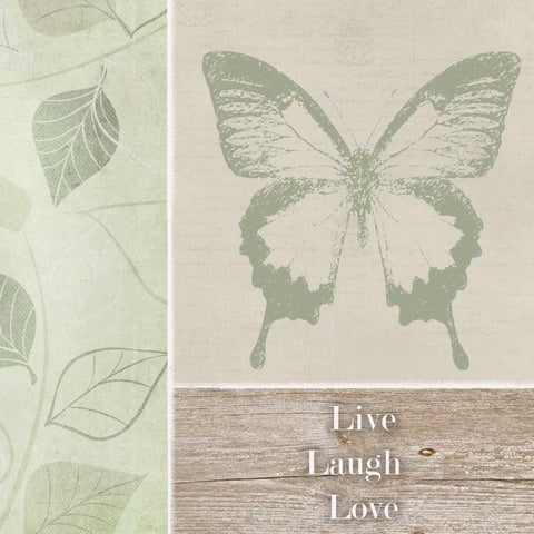 Live Laugh Love Butterfly Black Ornate Wood Framed Art Print with Double Matting by Greene, Taylor