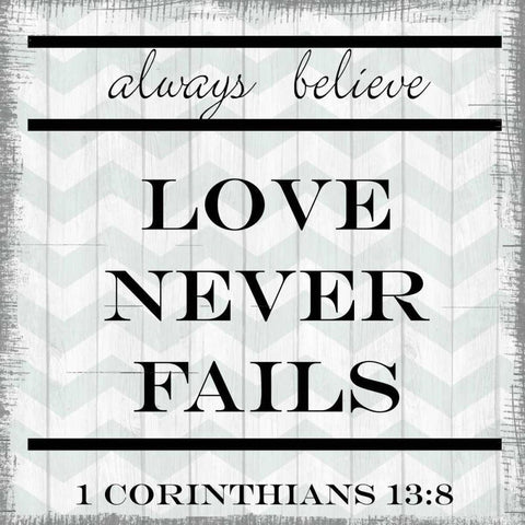 Love Never Fails Black Modern Wood Framed Art Print with Double Matting by Greene, Taylor