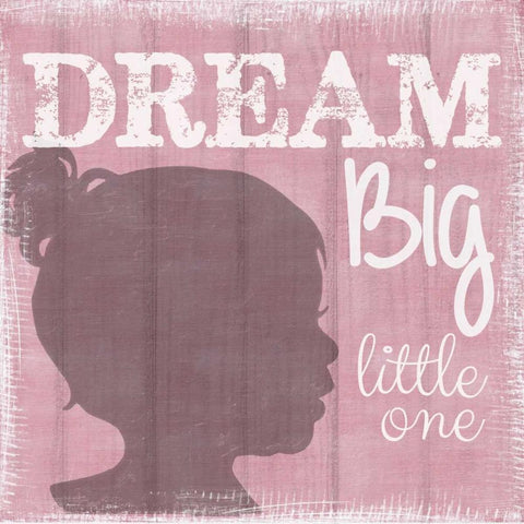 Dream Big Little One Girl White Modern Wood Framed Art Print with Double Matting by Greene, Taylor