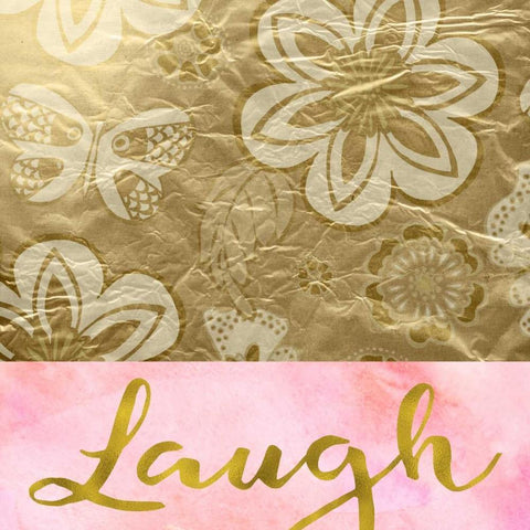 Laugh Golden Flowers White Modern Wood Framed Art Print with Double Matting by Greene, Taylor