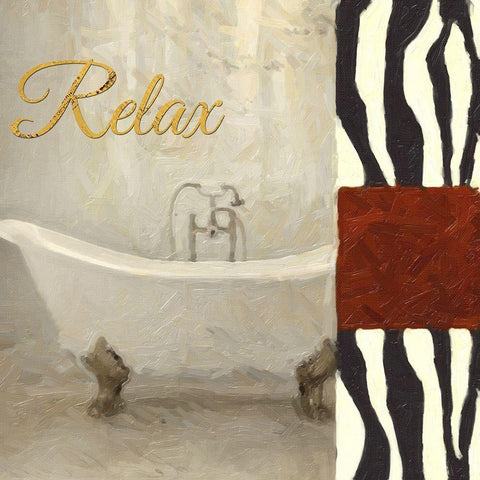 Relax Bath Black Ornate Wood Framed Art Print with Double Matting by Greene, Taylor