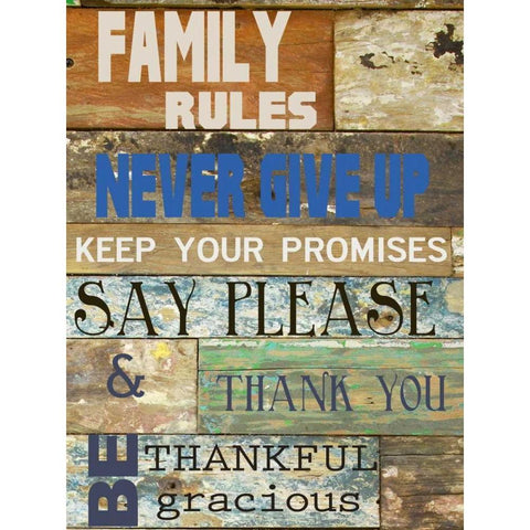 Family Rules Cools Black Modern Wood Framed Art Print with Double Matting by Greene, Taylor