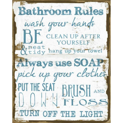 BATHROOM RULES WHITE Gold Ornate Wood Framed Art Print with Double Matting by Greene, Taylor