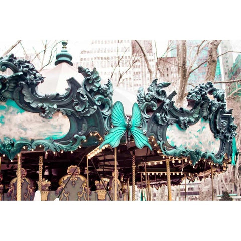 Majestic Carousel Black Modern Wood Framed Art Print by Telik, Tracey