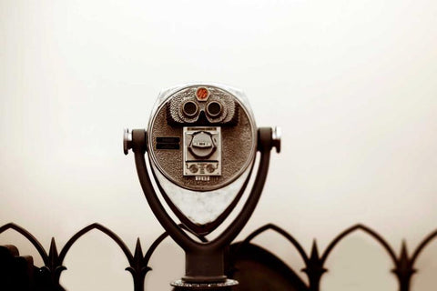 Thru The Viewfinder Black Ornate Wood Framed Art Print with Double Matting by Telik, Tracey
