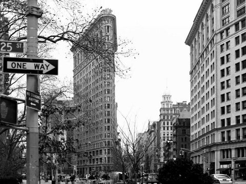 Flat Iron BW White Modern Wood Framed Art Print with Double Matting by Telik, Tracey
