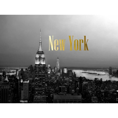 Golden New York Black Modern Wood Framed Art Print by Telik, Tracey