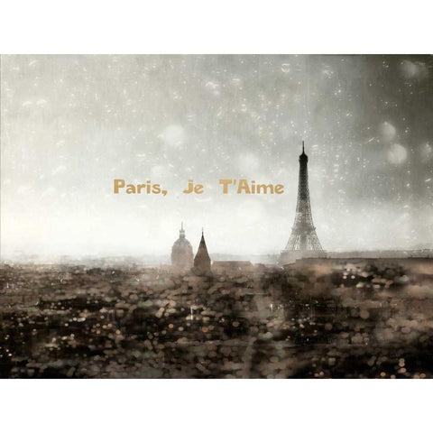 Paris Je Taime Gold Ornate Wood Framed Art Print with Double Matting by Telik, Tracey