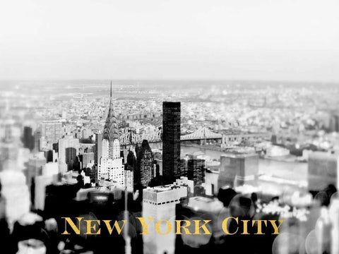 NYC Skyline Gold White Modern Wood Framed Art Print with Double Matting by Telik, Tracey