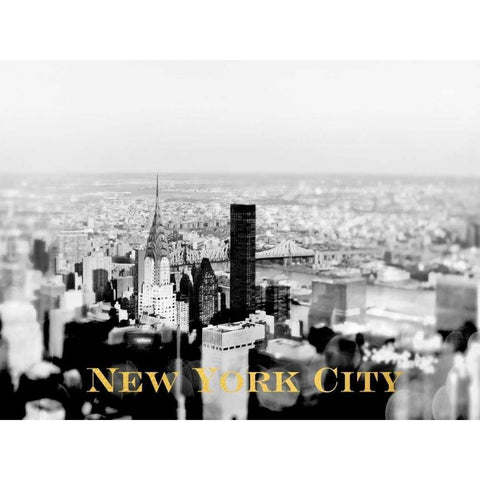 NYC Skyline Gold Black Modern Wood Framed Art Print by Telik, Tracey