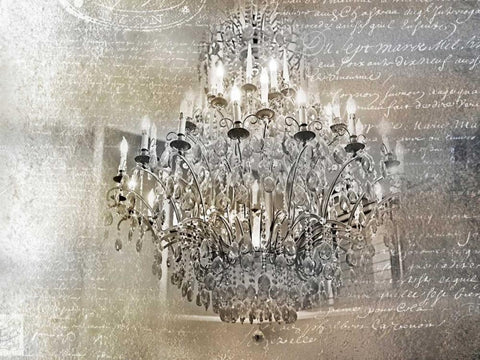 Silver Gold Chandelier White Modern Wood Framed Art Print with Double Matting by Telik, Tracey
