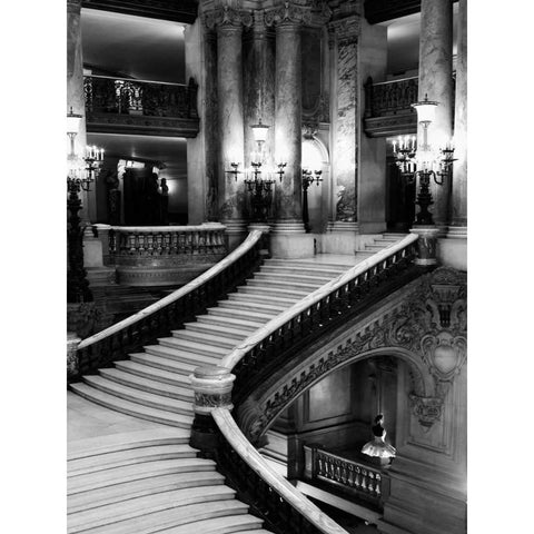BW Grand Stairs White Modern Wood Framed Art Print by Telik, Tracey