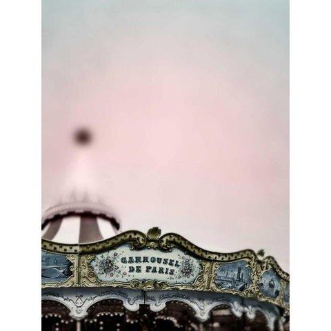 Pink Paris Carousel White Modern Wood Framed Art Print by Telik, Tracey