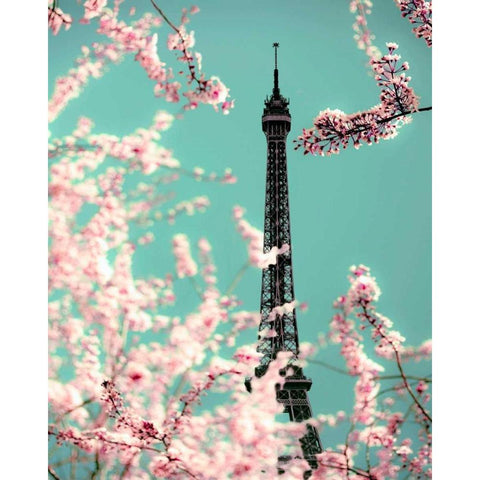 Spring Eiffel Green White Modern Wood Framed Art Print by Telik, Tracey