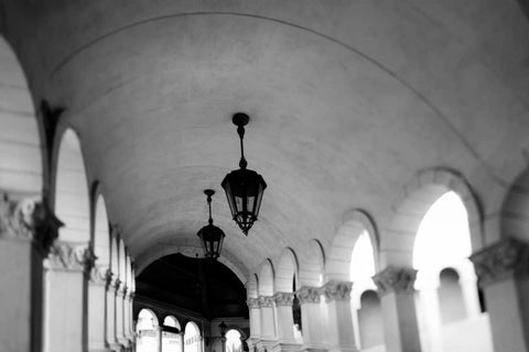 Venice stroll Black Ornate Wood Framed Art Print with Double Matting by Telik, Tracey