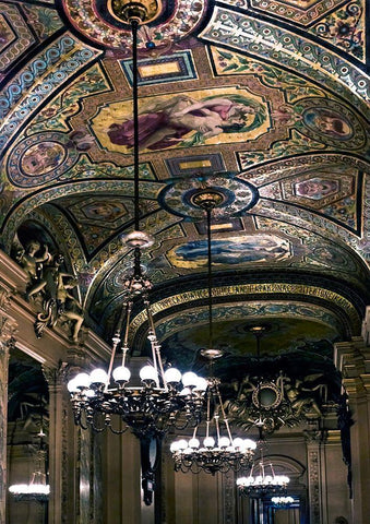 Chandelier Opera Black Ornate Wood Framed Art Print with Double Matting by Telik, Tracey