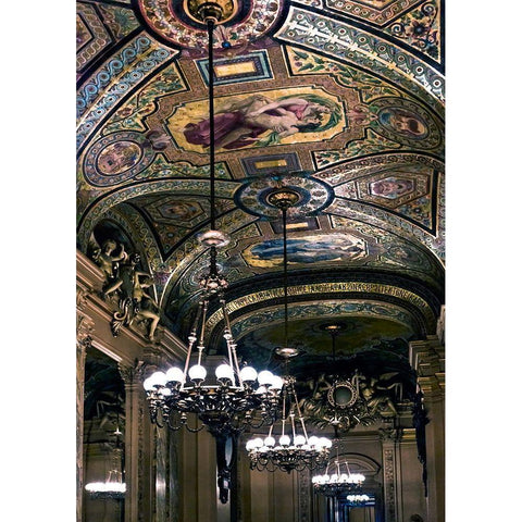 Chandelier Opera Black Modern Wood Framed Art Print by Telik, Tracey