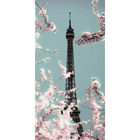 Spring Eiffel Pastel White Modern Wood Framed Art Print by Telik, Tracey