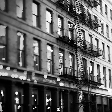 Soho Buildings BW White Modern Wood Framed Art Print with Double Matting by Telik, Tracey