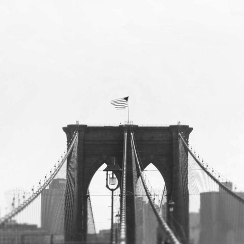 Brooklyn Bridge bw Black Modern Wood Framed Art Print with Double Matting by Telik, Tracey