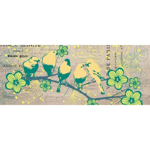 Bird Botanical Yellow Black Modern Wood Framed Art Print by Jordan, Elizabeth