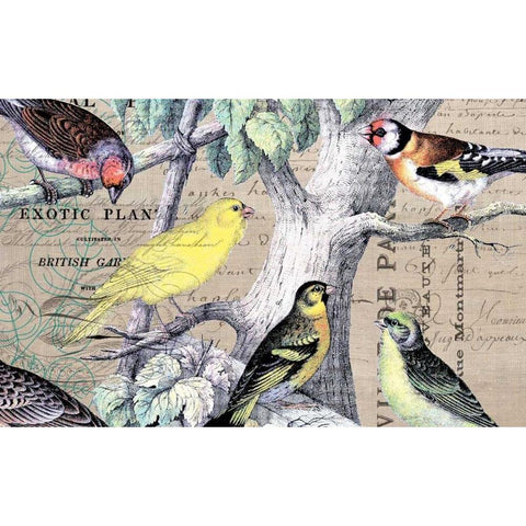 Bird Botanical 4 Gold Ornate Wood Framed Art Print with Double Matting by Jordan, Elizabeth