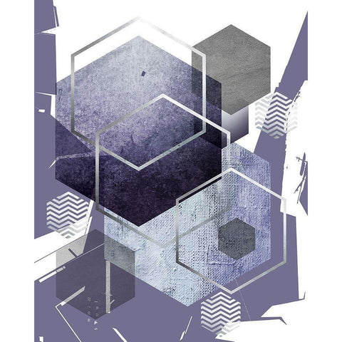 Abstract Geo Ultra Violet 1 White Modern Wood Framed Art Print by Urban Epiphany