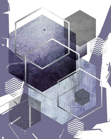 Abstract Geo Ultra Violet 1 Black Ornate Wood Framed Art Print with Double Matting by Urban Epiphany