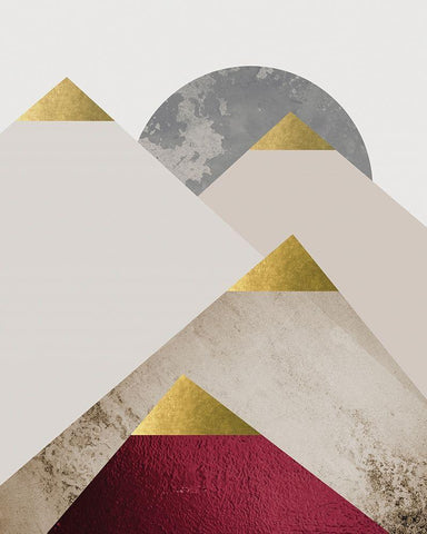 Beige Brugundy Mountains 2 Black Ornate Wood Framed Art Print with Double Matting by Urban Epiphany