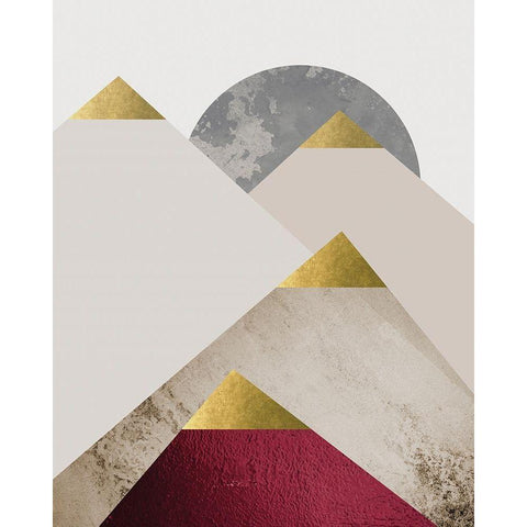 Beige Brugundy Mountains 2 Black Modern Wood Framed Art Print by Urban Epiphany