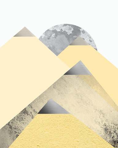 Yellow and Grey Mountains 2 Black Ornate Wood Framed Art Print with Double Matting by Urban Epiphany