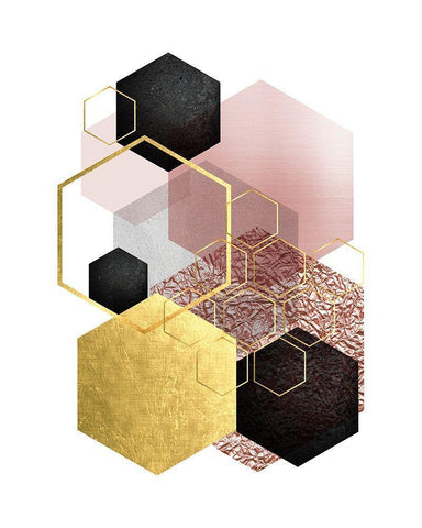 BlushPink Gold 2 White Modern Wood Framed Art Print with Double Matting by Urban Epiphany
